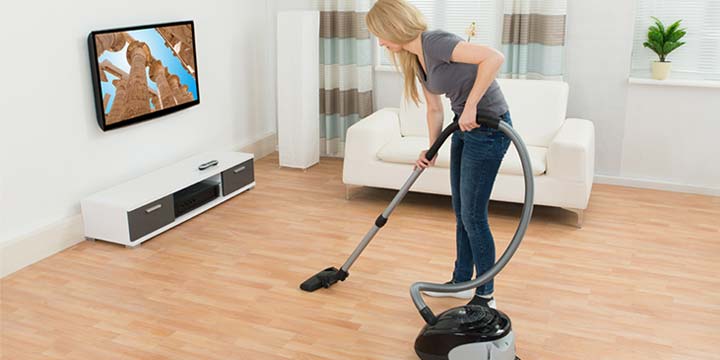 Vacuuming hardwood floors