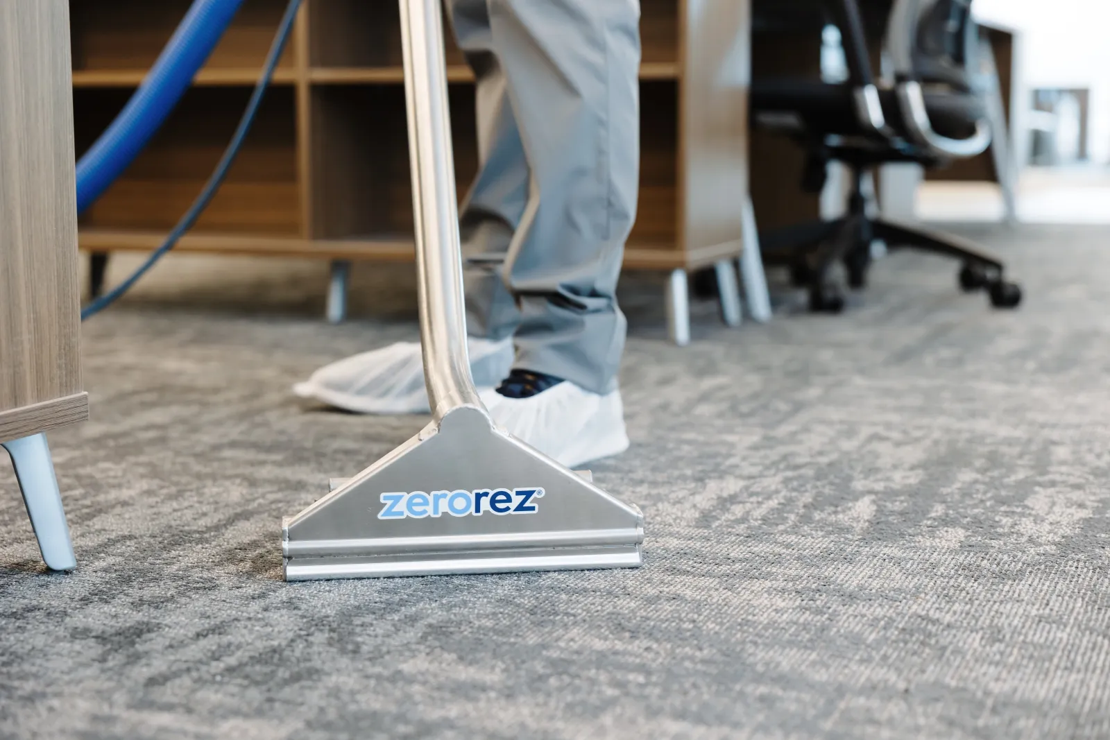 zerorez wand cleaning commercial carpet in office
